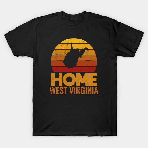  West Virginia Home - Vintage  West Virginia Home Retro Sunset Distressed T-Shirt by Ostakos